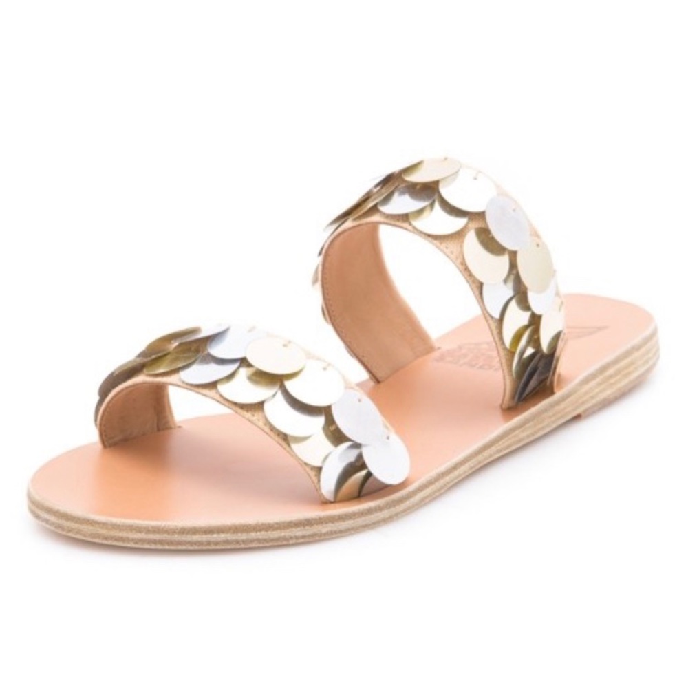 Ancient Greek Poulia Sandals in silver/platinum - Picture 2 of 9